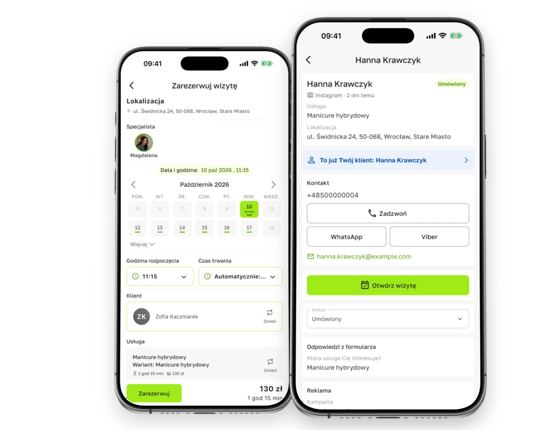 Booking a visit from a lead and a lead already booked in the Terminka Partner app