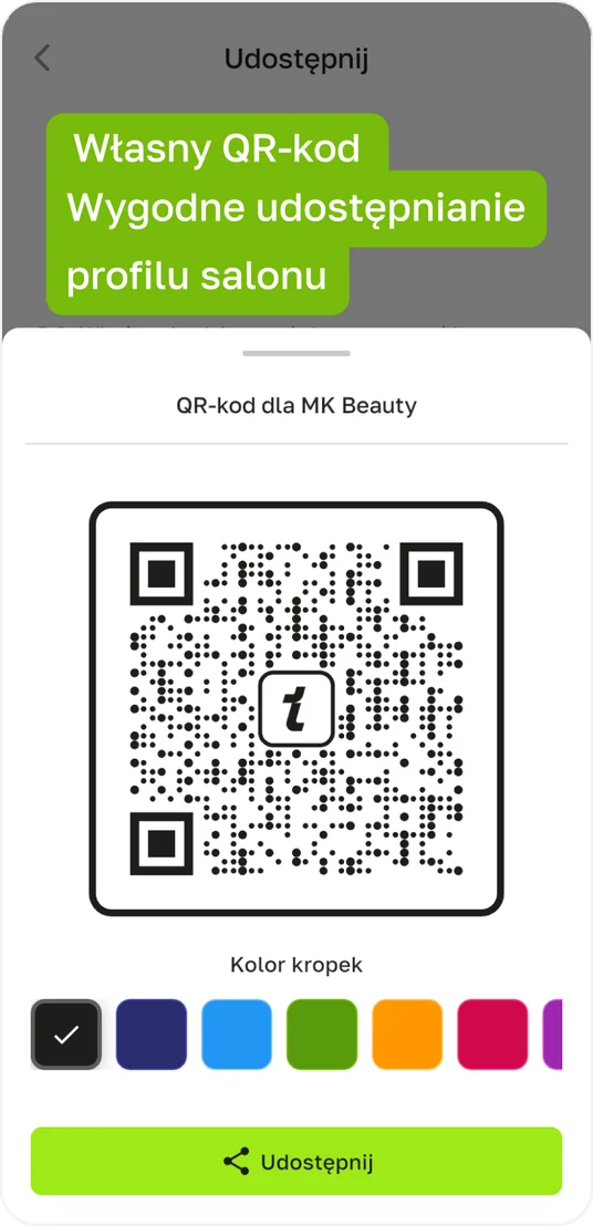 Kod QR do rezerwacji online w aplikacji Terminka Partner