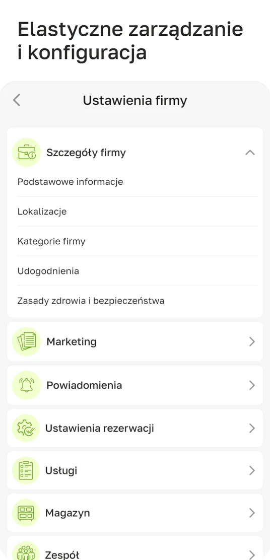 Ustawienia usług i dostępności w Terminka Partner