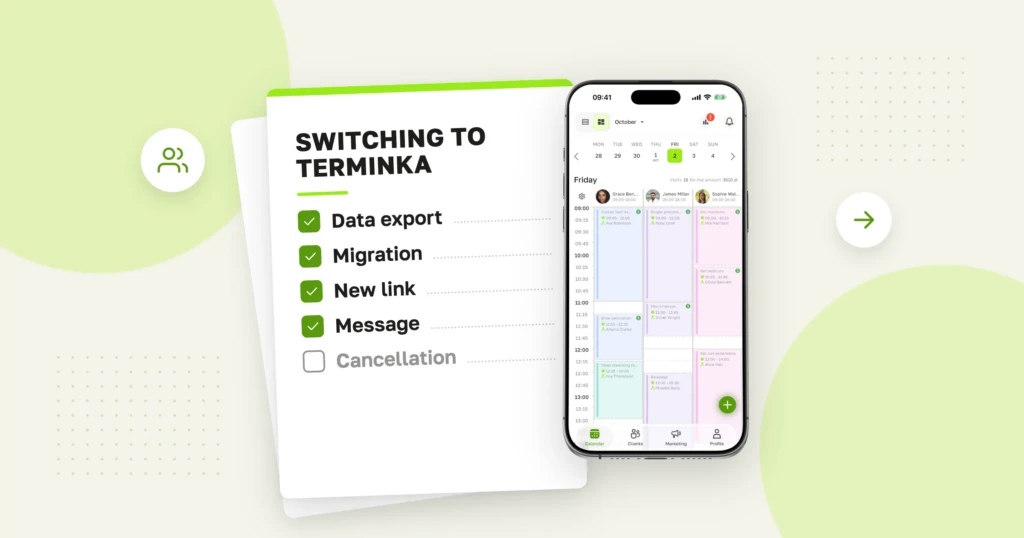 How to switch from Booksy to Terminka: client list, booking link and cancelling